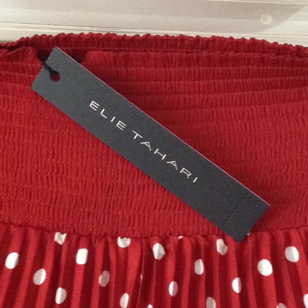 π΄ Elie Tahari - Smocked Waist / Dotted Maxi Skirt - Picture 5 of 8